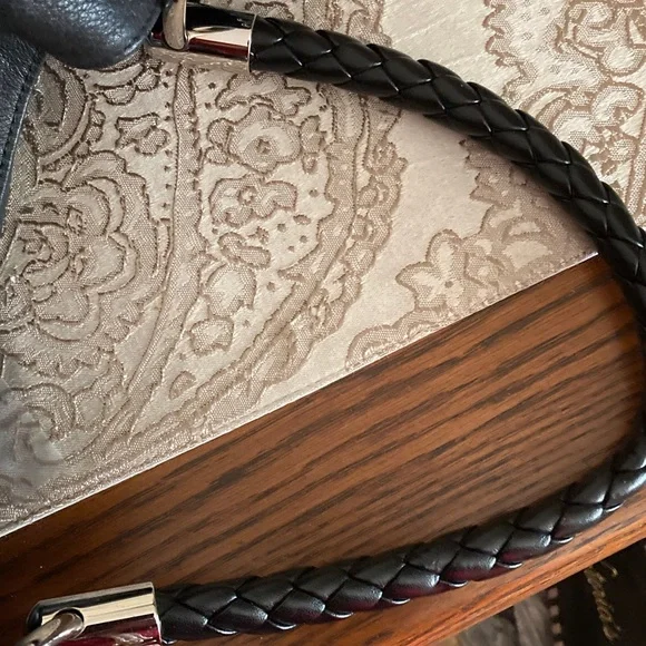 FURLA EUC Black Italian Pebbled Leather Hobo Bag with Braided Handle. - Picture 10 of 14